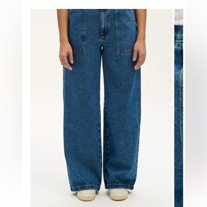 Lucy & Yak Delores Wide Leg Jeans: ORGANIC DENIM - Mid Wash Sz W30/R
